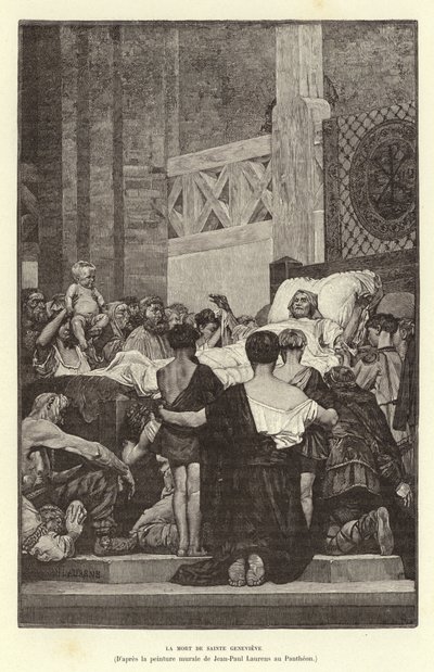 La muerte de Santa Genoveva, c512 (grabado) de Jean Louis Hamon