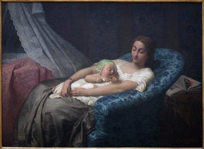 La joven madre. Pintura de Jean Louis Hamon (1821-1874) de Jean Louis Hamon