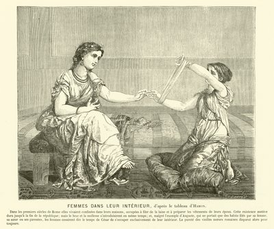 Mujeres hilando lana en una casa, Roma Antigua de Jean Louis Hamon