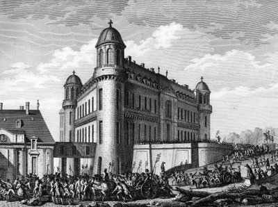Revolución Francesa: Cañón llevado al Château de Chantilly en París el 9 de agosto de Jean Louis II (after) Prieur