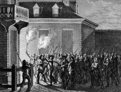 Revolución Francesa: Guardia de París por el pueblo en la noche del 12 al 13 de julio de 1789 de Jean Louis II (after) Prieur