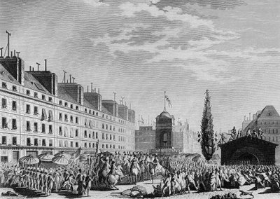 Revolución francesa: Proclamación de la Constitución (Monarquía Constitucional: Separación de Poderes e Institución de la Monarquía Constitucional) Place du Marché des Innocents en París el 14 de septiembre de Jean Louis II (after) Prieur