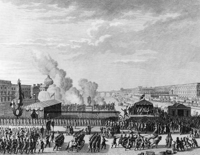 Revolución Francesa: Voluntarios en Pont Neuf en París, 22 de julio de Jean Louis II (after) Prieur