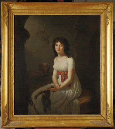 Ciudadano Tallien en una celda en la prisión de La Force, sosteniendo su cabello cortado, 1796 de Jean Louis Laneuville