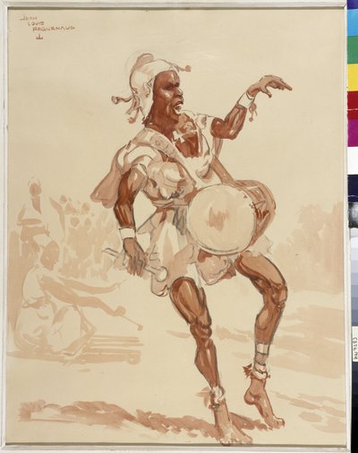 Músico africano (acuarela) de Jean Louis Paguenaud