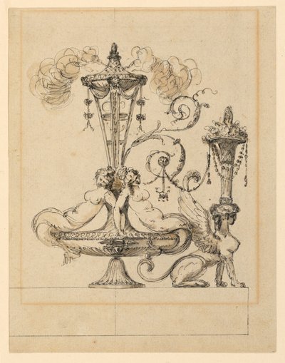 Diseño para un arabesco decorativo de Jean Louis Prieur the Younger