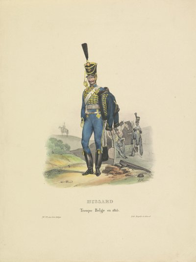 Húsar holandés, 1815 Hussard Troupe Belge en 1815 (título sobre objeto) de Jean Louis Van Hemelryck