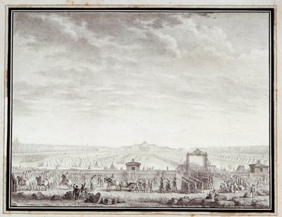 Revolución Francesa: Las tropas del Champ-de-Mars partiendo hacia la Place Louis XV: 12 de julio de 1789 de Jean Louis the Younger Prieur