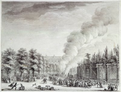 Revolución Francesa: Modelo del Papa quemado en el Palais-Royal, 6 de abril de Jean Louis the Younger Prieur