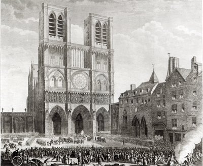 Thomas de Mahy (1744-90) Marqués de Favras haciendo enmiendas honorables ante Notre-Dame, grabado por Pierre Gabriel Berthault (1737-1831) 1790 de Jean Louis the Younger Prieur