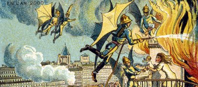 Bombero volador. De la serie Visiones del Año 2000, 1899 de Jean Marc Côté