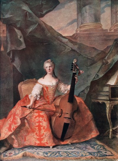 Madame Henriette de Francia en traje de corte tocando una viola da gamba, 1754 de Jean Marc Nattier