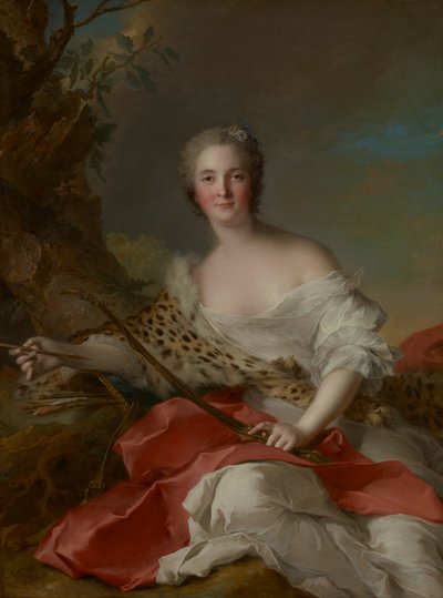 Retrato de Madame Bonnier de la Mosson como Diana (Constance-Gabrielle-Magdeleine du Monciel de Lauraille) de Jean-Marc Nattier