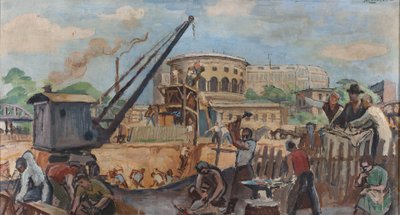 Le Travail: Boceto para el préau de la escuela masculina de la avenida Simon-Bolivar de Jean Marchand