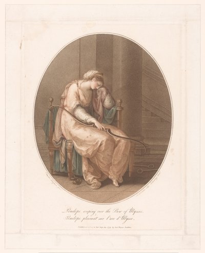 Penélope llorando con el arco de Odiseo en la mano de Jean Marie Delattre