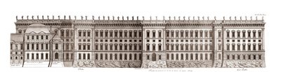 El Louvre en París, proyecto de Gian Lorenzo Bernini: elevación de la fachada principal frente al Sena - De 