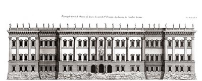 El Louvre en París, proyecto de Gian Lorenzo Bernini: elevación de la fachada principal frente a Saint-Germain l