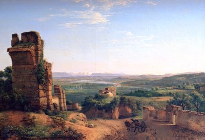 Acueductos romanos vistos en las laderas de Saint Just, c. 1790-1853 de Jean Michel Grobon