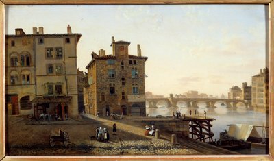 Vista del antiguo barrio de pescadores de Lyon Pintura de Jean Michel Grobon (1770-1853) Siglo XIX Sol. 0,29x0,5 m Lyon, Museo de Bellas Artes de Jean Michel Grobon