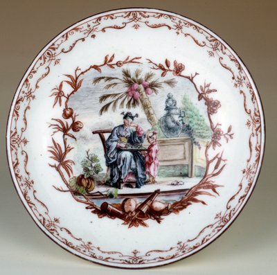 Plato de porcelana que representa una escena de ajedrez chino de Jean Michel Liotard