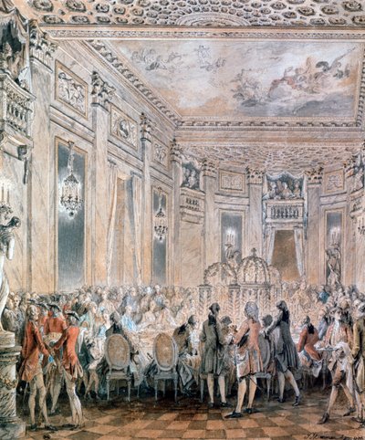 Banquete en Louveciennes, 1771 de Jean Michel the Younger Moreau