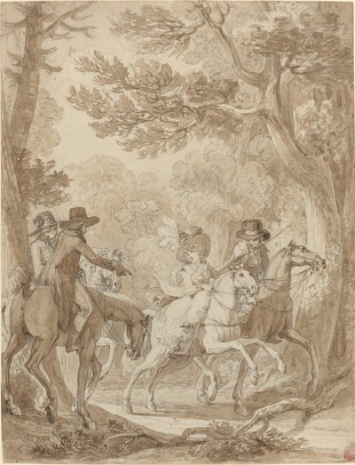 Dama y Caballeros Montando en un Parque de Jean Michel Moreau