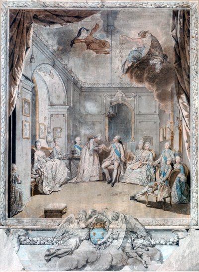 Mme Louise despidiéndose de su hijo, 1772 de Jean Michel the Younger Moreau