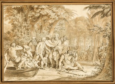 La llegada de Jean-Jacques Rousseau a los Campos Elíseos de Jean Michel Moreau