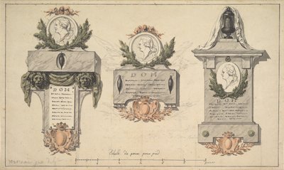 Tres diseños para un monumento funerario o epitafio, ca. 1770-90 de Jean Michel Moreau