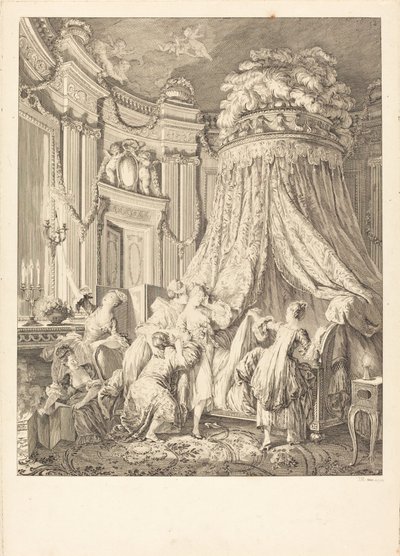 El acostado de la novia de Jean Michel Moreau after Pierre Antoine Baudouin