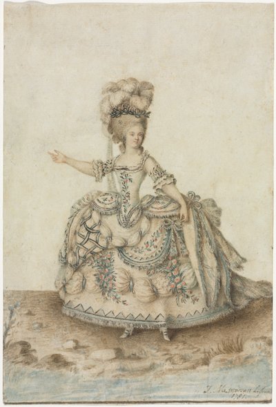 Estudio de vestuario para cantante de ópera, 1781 de Jean Michel Moreau le Jeune