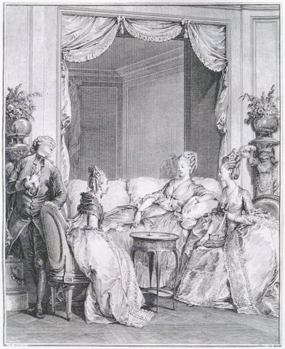 No temas, mi buen amigo, grabado por I.S. Helman (1743-1809) de Jean Michel the Younger Moreau