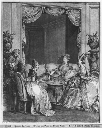 No temas mi buen amigo, grabado por Isidore Stanislas Helman (1749-1809) 1776 de Jean Michel the Younger Moreau