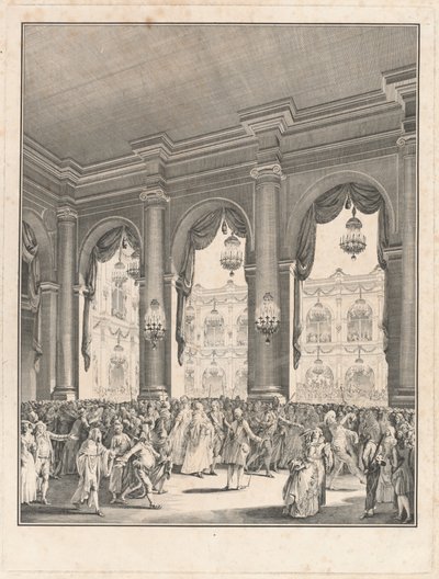 El baile de máscaras - Fiesta dada con motivo del nacimiento de Monseigneur el Delfín, 23 de enero de 1782 de Jean Michel Moreau the Younger