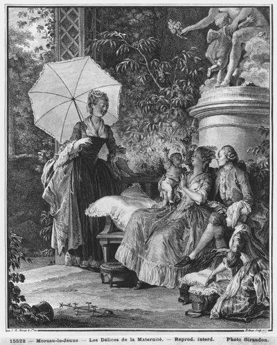 Las delicias de la maternidad, grabado por Isidore Stanislas Helman (1749-1809) 1776 de Jean Michel the Younger Moreau