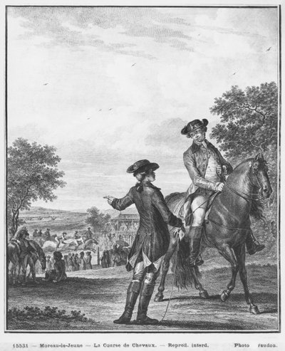La carrera de caballos, grabado por Heinrich Guttenberg, c.1777 de Jean Michel the Younger Moreau