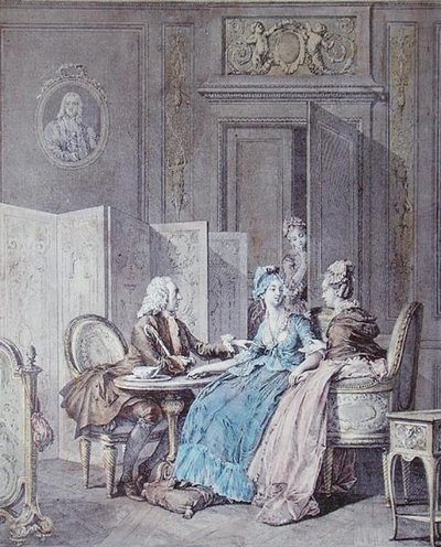 La declaración de embarazo, segunda mitad del siglo XVIII, grabado por Pietro Antonio Martini (1739-97) de Jean Michel the Younger (after) Moreau