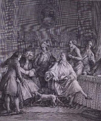 El vestidor del caballero, grabado por P.A. Martini (1739-97) de Jean Michel the Younger (after) Moreau
