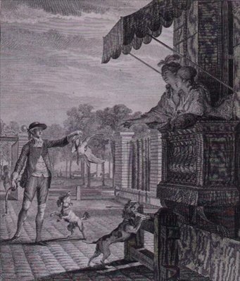 La apuesta exitosa, grabado por Camligue (fl.1785) de Jean Michel the Younger (after) Moreau