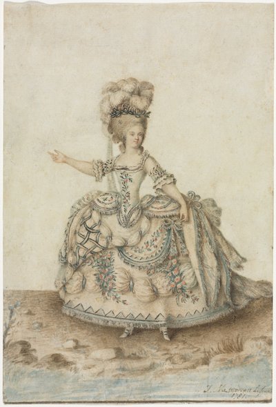 Estudio de vestuario para cantante de ópera de Jean Michel the Younger Moreau