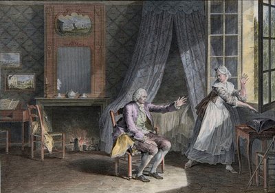 Últimas palabras de Jean Jacques Rousseau (1712-1778), escritor ginebrino de habla inglesa. Grabado de finales del siglo XVIII, después de Moreau le Jeune de Jean Michel the Younger Moreau