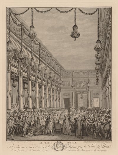 Banquete real en el Hôtel de Ville, 21 de enero de 1782 de Jean Michel the Younger Moreau