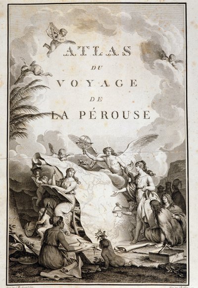 Página de título de “Atlas del viaje de La Perouse” (Jean-Francois Galaup, Conde de La Perouse) de Jean Michel the Younger Moreau