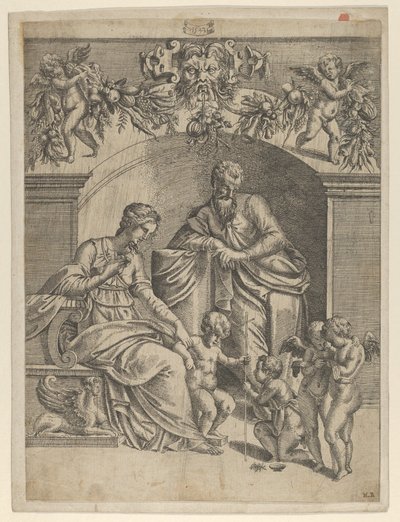 La Virgen con el Niño Jesús adorada por San Juan, 1543 de Jean Mignon