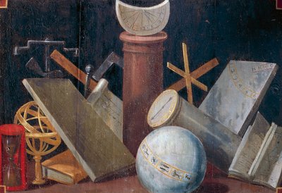 Instrumentos científicos y astronómicos, ca 1620, pintura sobre panel de Jean Mosnier (1600-1656). Castillo de Beauregard, Loir-et-Cher, Francia. de Jean Monier or Mosnier