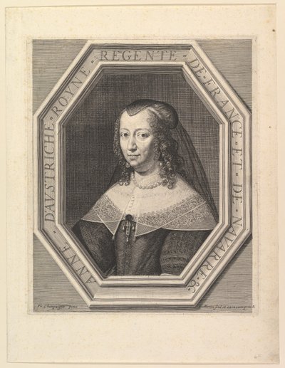 Ana de Austria, reina de Francia, en duelo de corte de Jean Morin