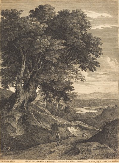 Paisaje montañoso con viajeros a pie de Jean Morin, after Jacques Fouquières