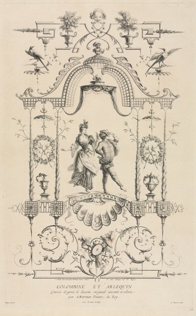 Columbina y Arlequín de Jean Moyreau