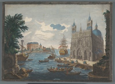 Vista de una catedral gótica en el paseo marítimo
Vue d