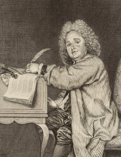 Retrato del compositor Jean-Féry Rebel 1666-1747, después de 1718 de Jean Moyreau